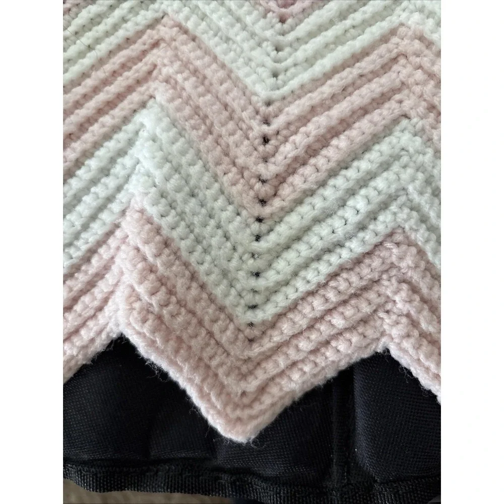 Chevron Pink And White Baby Afghan 46x35